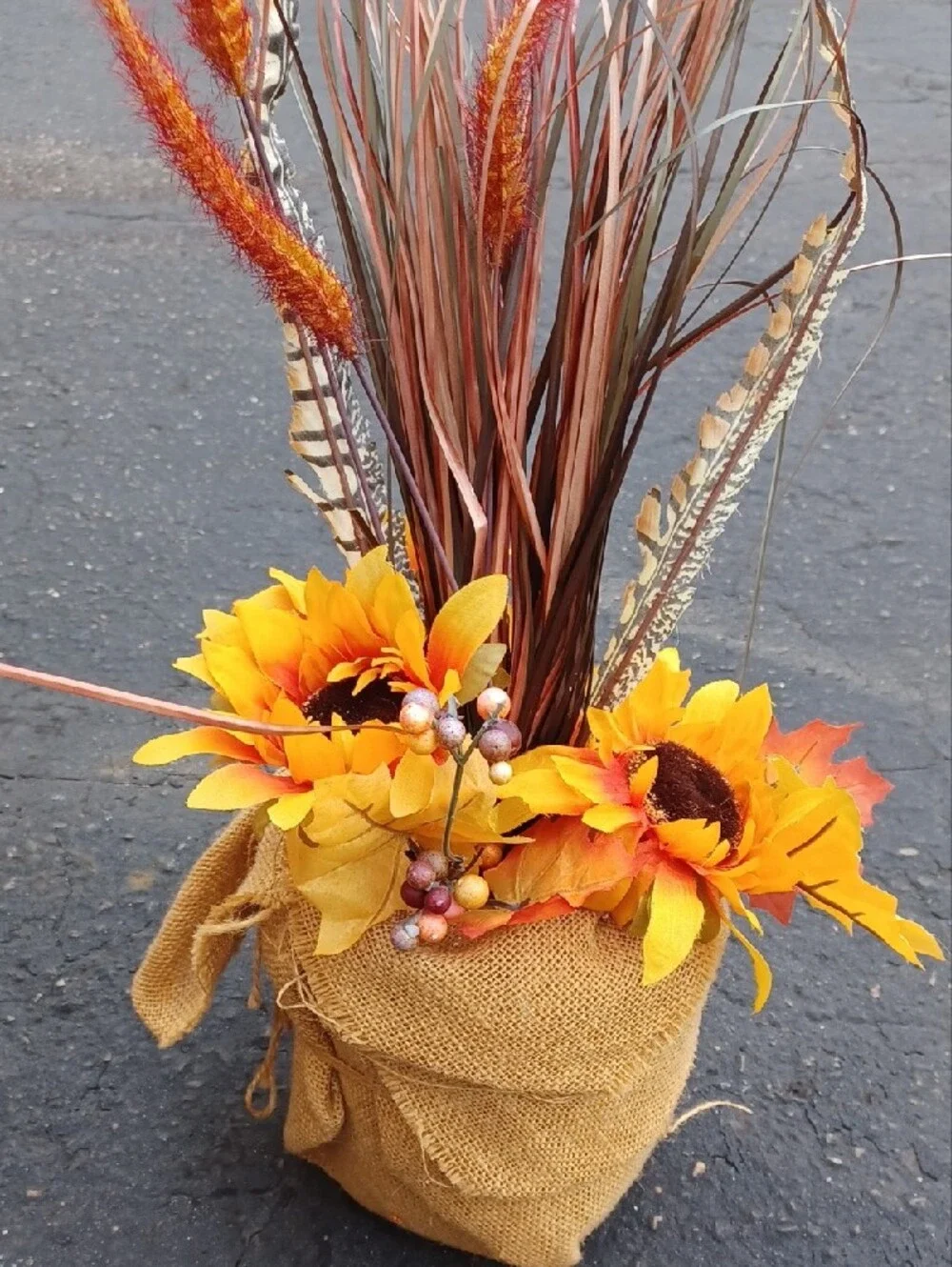Autumn Sunflower and Daisy Artificial Floral Arrangement - Yellow & Orange